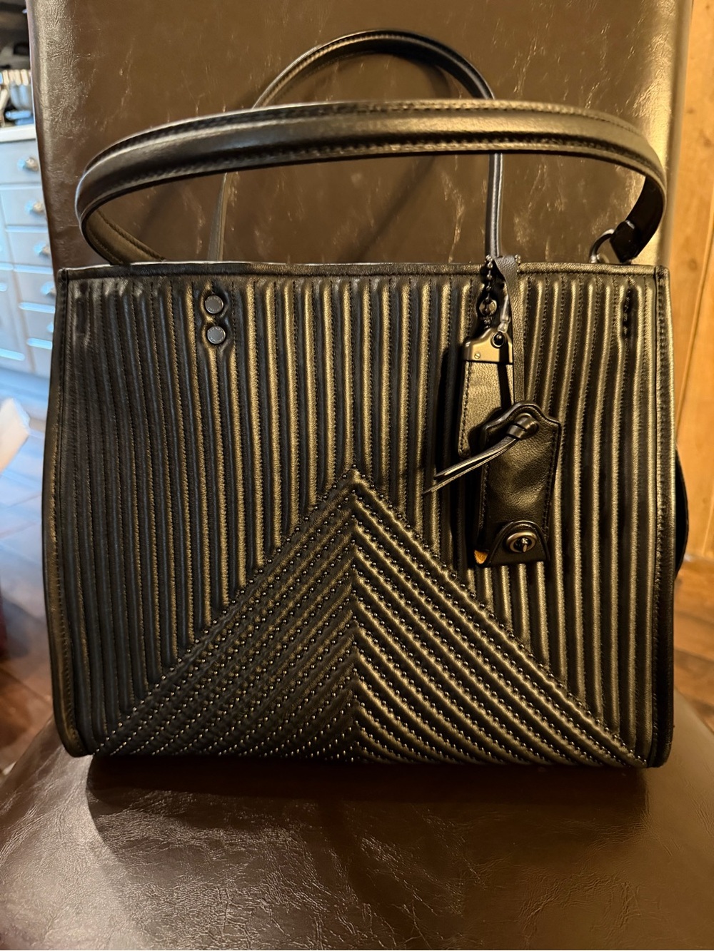 Coach Rogue Black Leather with Rivets
